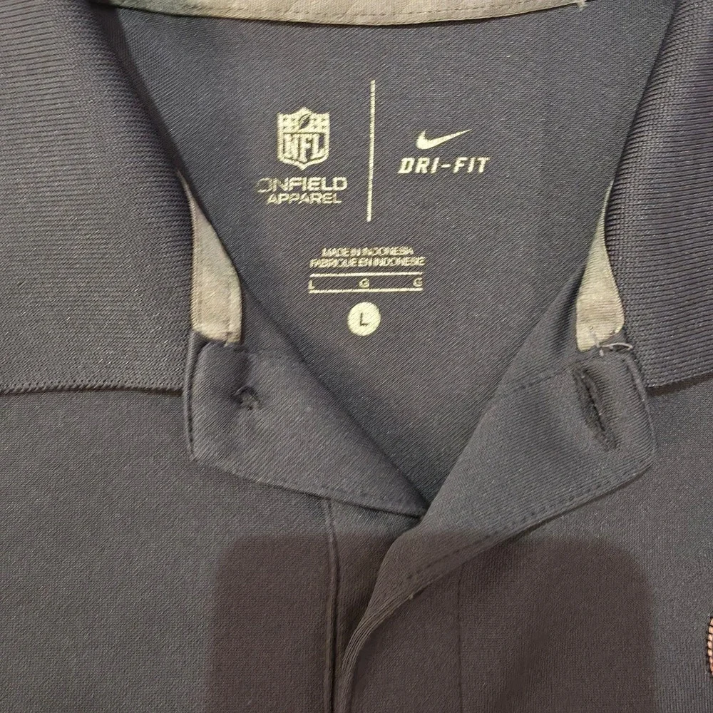 Nike Dri-FIT NFL Houston Texans Polo Shirt‎ Men's Large Navy Grey Stripe